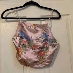 Jacquard Oriental Floral Top XS Urban Outfitters